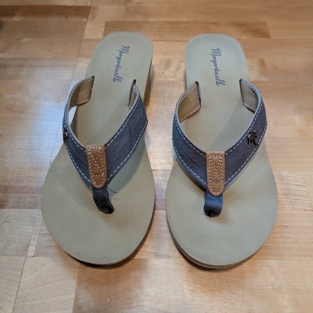 Brand new denim wedge Margaritaville flip-flops